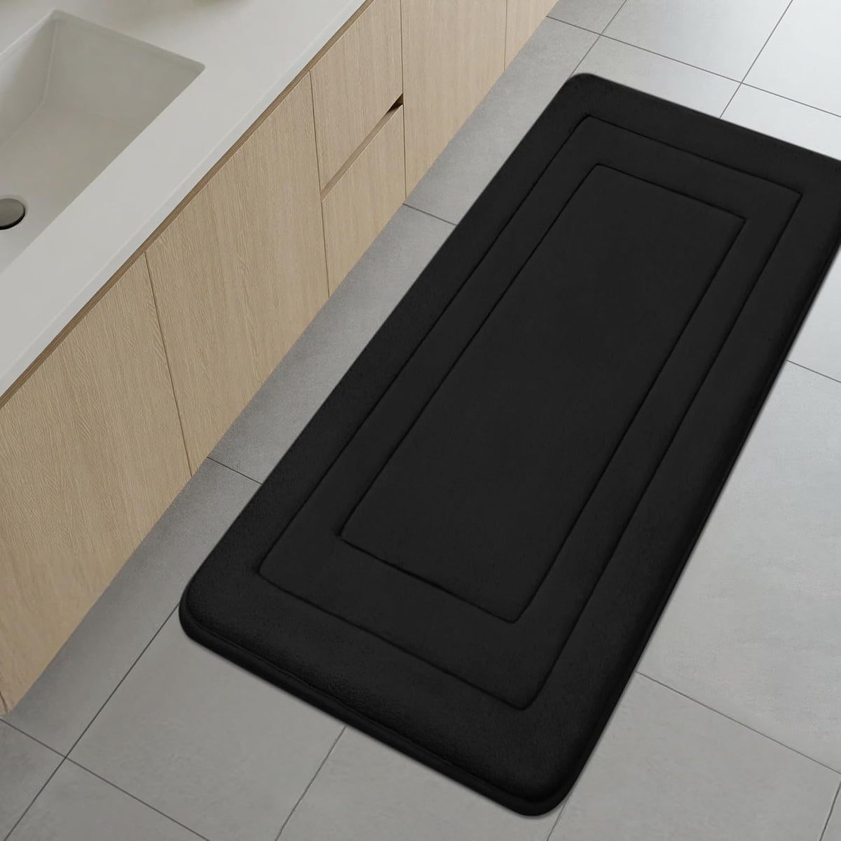 Memory Foam Bath Mat 24" x 16", Non Slip Bath Rug, Deep Khaki
