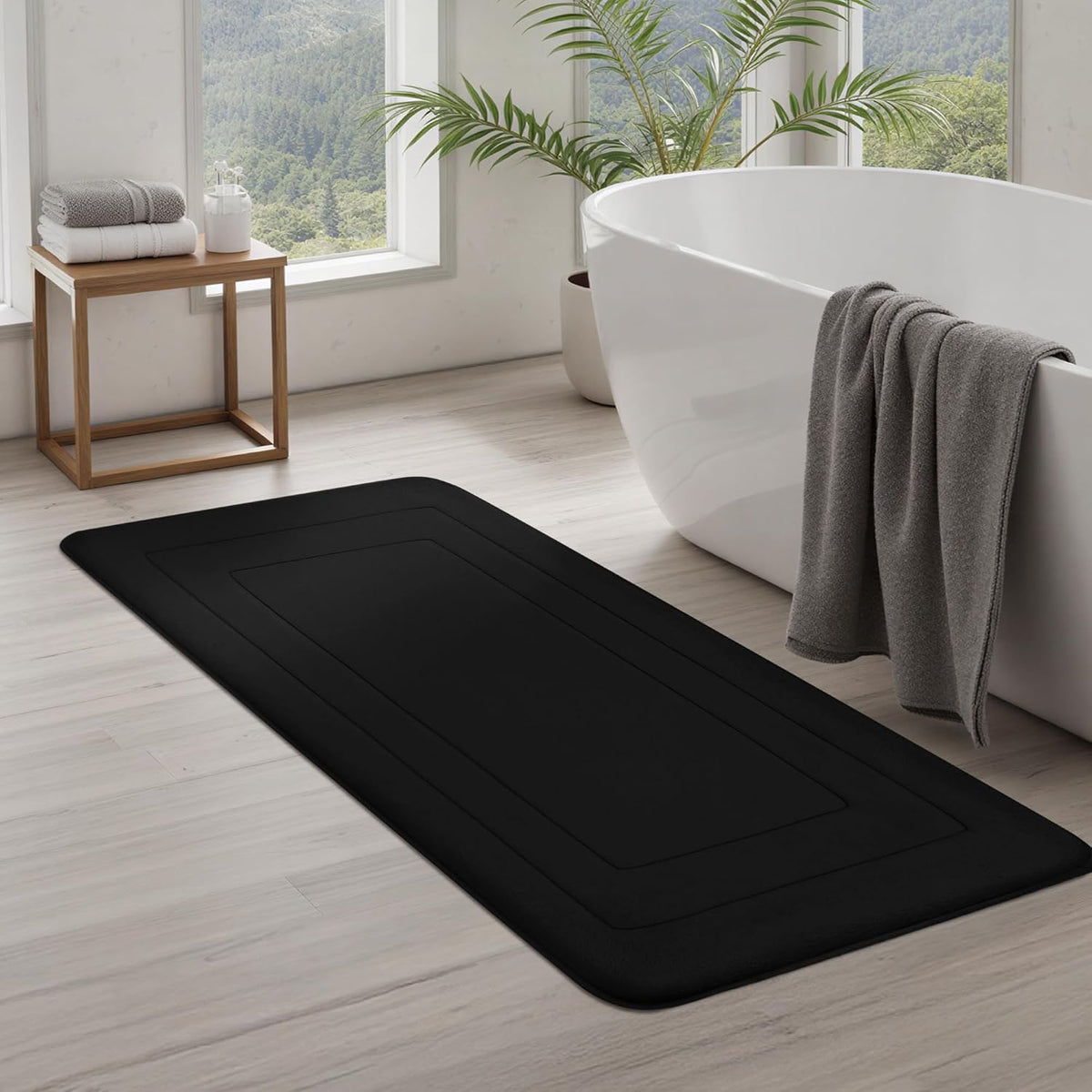 Memory Foam Bath Mat 24" x 16", Non Slip Bath Rug, Deep Khaki