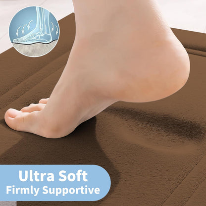 Memory Foam Bath Mat 24" x 16", Non Slip Bath Rug, Deep Khaki