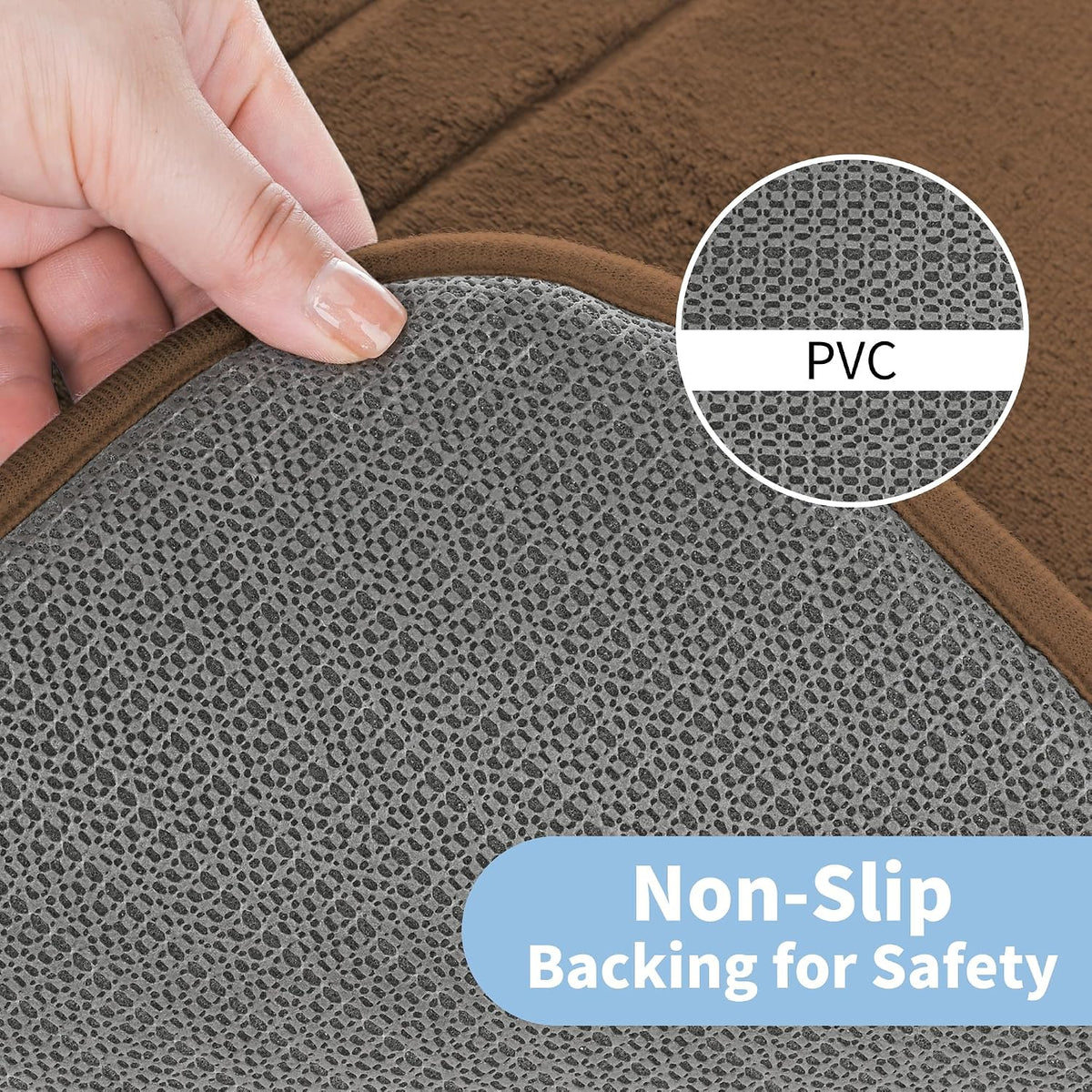 Memory Foam Bath Mat 24" x 16", Non Slip Bath Rug, Deep Khaki