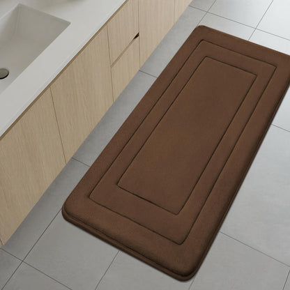 Memory Foam Bath Mat 24" x 16", Non Slip Bath Rug, Deep Khaki
