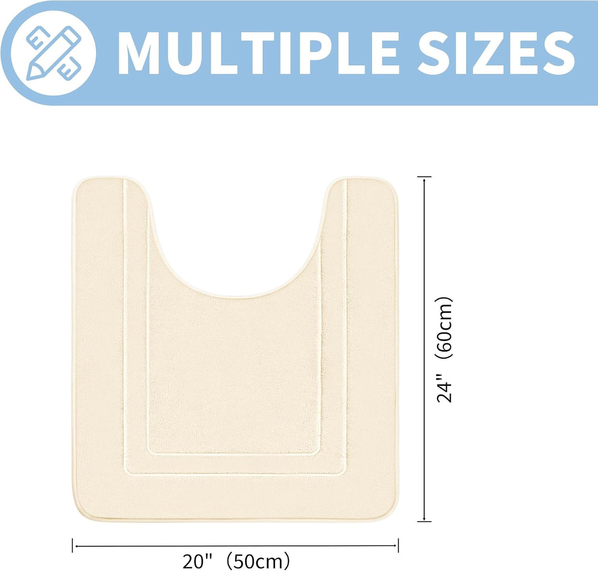 Memory Foam Bath Mat 24" x 16", Non Slip Bath Rug, Deep Khaki