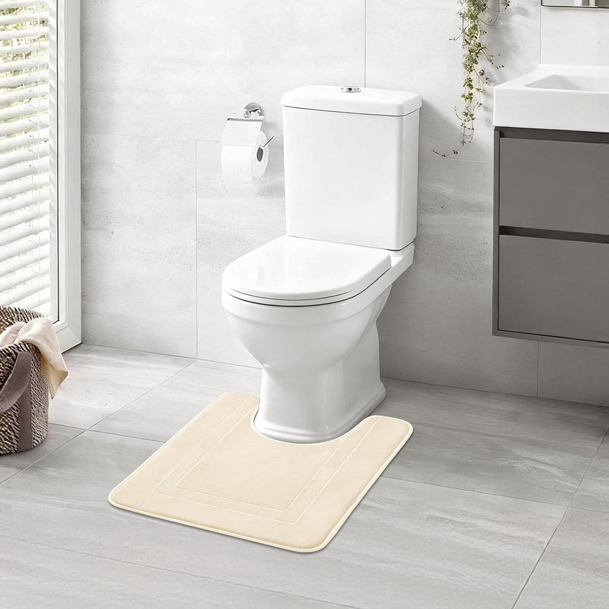 Memory Foam Bath Mat 24" x 16", Non Slip Bath Rug, Deep Khaki