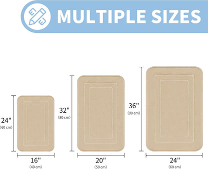 Memory Foam Bath Mat 24" x 16", Non Slip Bath Rug, Deep Khaki