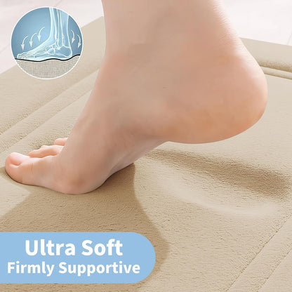 Memory Foam Bath Mat 24" x 16", Non Slip Bath Rug, Deep Khaki