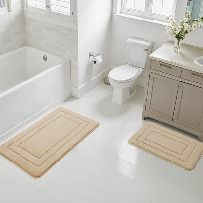 Memory Foam Bath Mat 24" x 16", Non Slip Bath Rug, Deep Khaki
