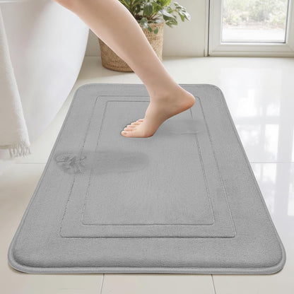 Memory Foam Bath Mat 24" x 16", Non Slip Bath Rug, Deep Khaki