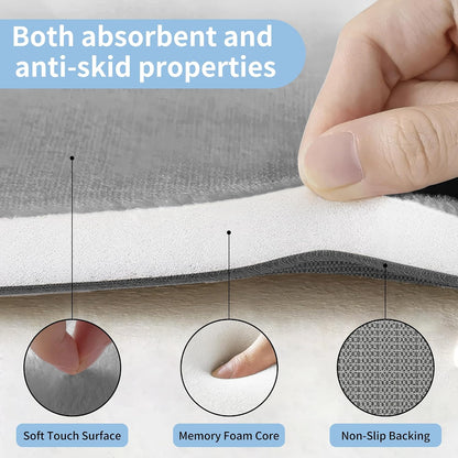 Memory Foam Bath Mat 24" x 16", Non Slip Bath Rug, Deep Khaki