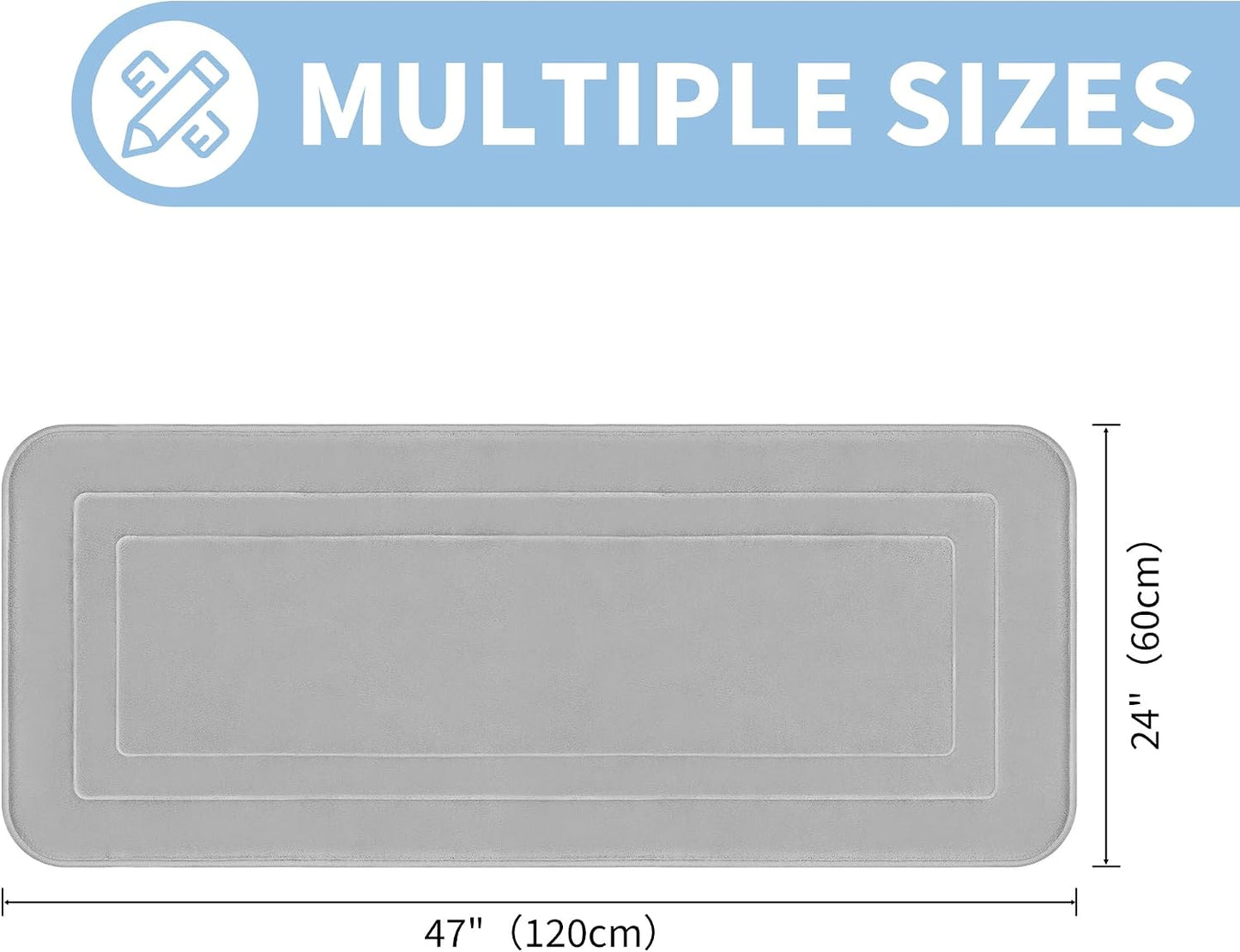Memory Foam Bath Mat 24" x 16", Non Slip Bath Rug, Deep Khaki