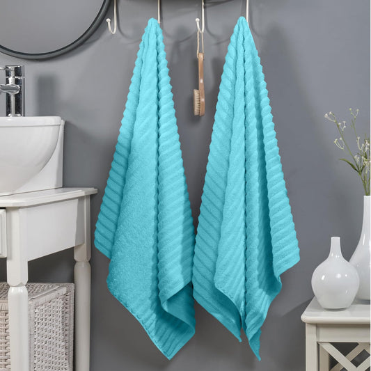 100% Turkish Cotton Corduroy Ribbed Luxury Bath Towels 6-Piece Set, Premium Feel - Quick Dry, Highly Absorbent, Contains 2 Bath Towels, 2 Hand Towels, and 2 Washcloths, Dusty Rose