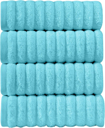 100% Turkish Cotton Corduroy Ribbed Luxury Bath Towels 6-Piece Set, Premium Feel - Quick Dry, Highly Absorbent, Contains 2 Bath Towels, 2 Hand Towels, and 2 Washcloths, Dusty Rose