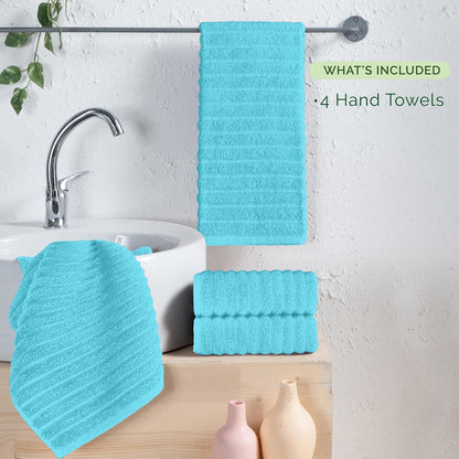 100% Turkish Cotton Corduroy Ribbed Luxury Bath Towels 6-Piece Set, Premium Feel - Quick Dry, Highly Absorbent, Contains 2 Bath Towels, 2 Hand Towels, and 2 Washcloths, Dusty Rose