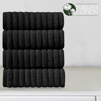 100% Turkish Cotton Corduroy Ribbed Luxury Bath Towels 6-Piece Set, Premium Feel - Quick Dry, Highly Absorbent, Contains 2 Bath Towels, 2 Hand Towels, and 2 Washcloths, Dusty Rose