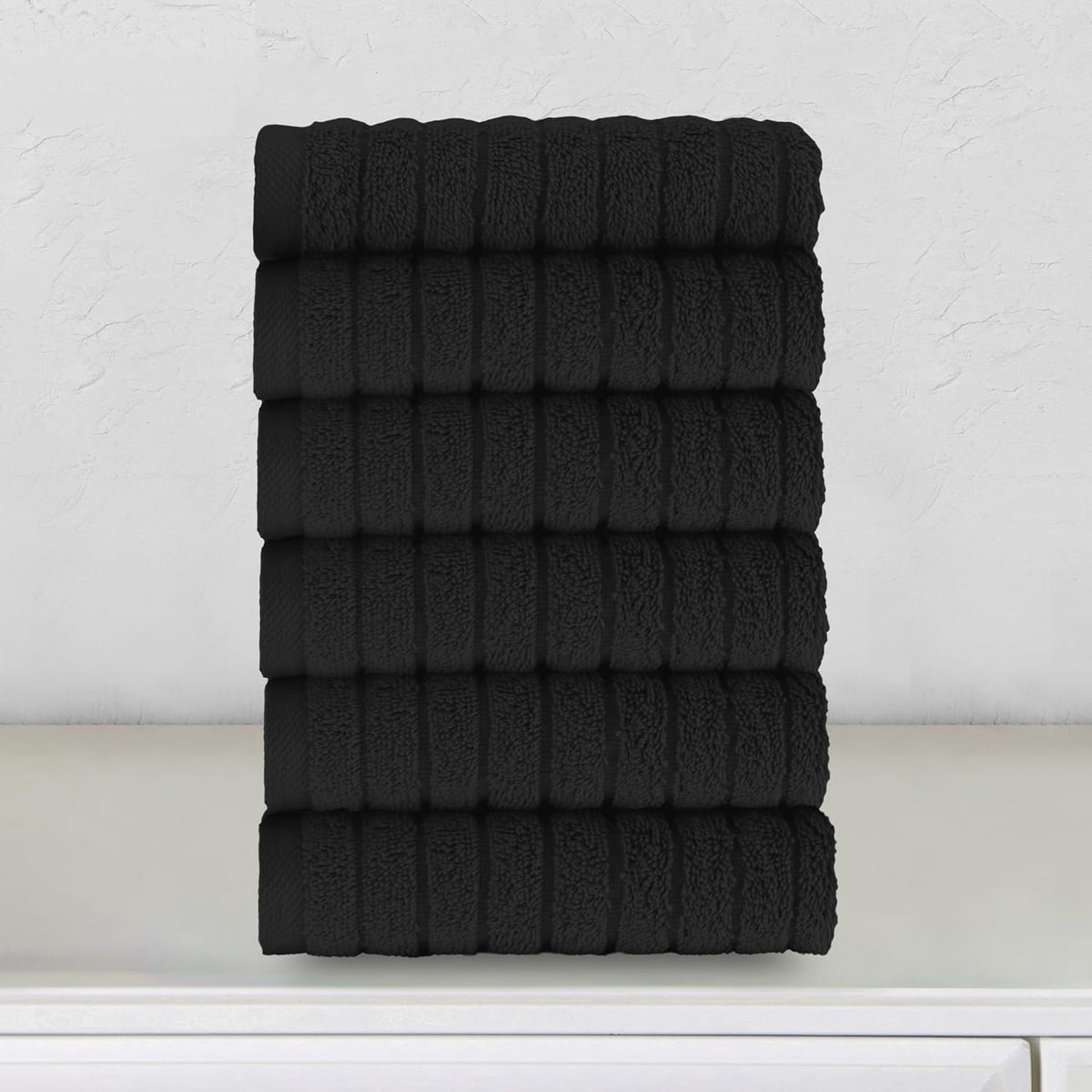 100% Turkish Cotton Corduroy Ribbed Luxury Bath Towels 6-Piece Set, Premium Feel - Quick Dry, Highly Absorbent, Contains 2 Bath Towels, 2 Hand Towels, and 2 Washcloths, Dusty Rose