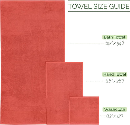 100% Turkish Cotton Corduroy Ribbed Luxury Bath Towels 6-Piece Set, Premium Feel - Quick Dry, Highly Absorbent, Contains 2 Bath Towels, 2 Hand Towels, and 2 Washcloths, Dusty Rose