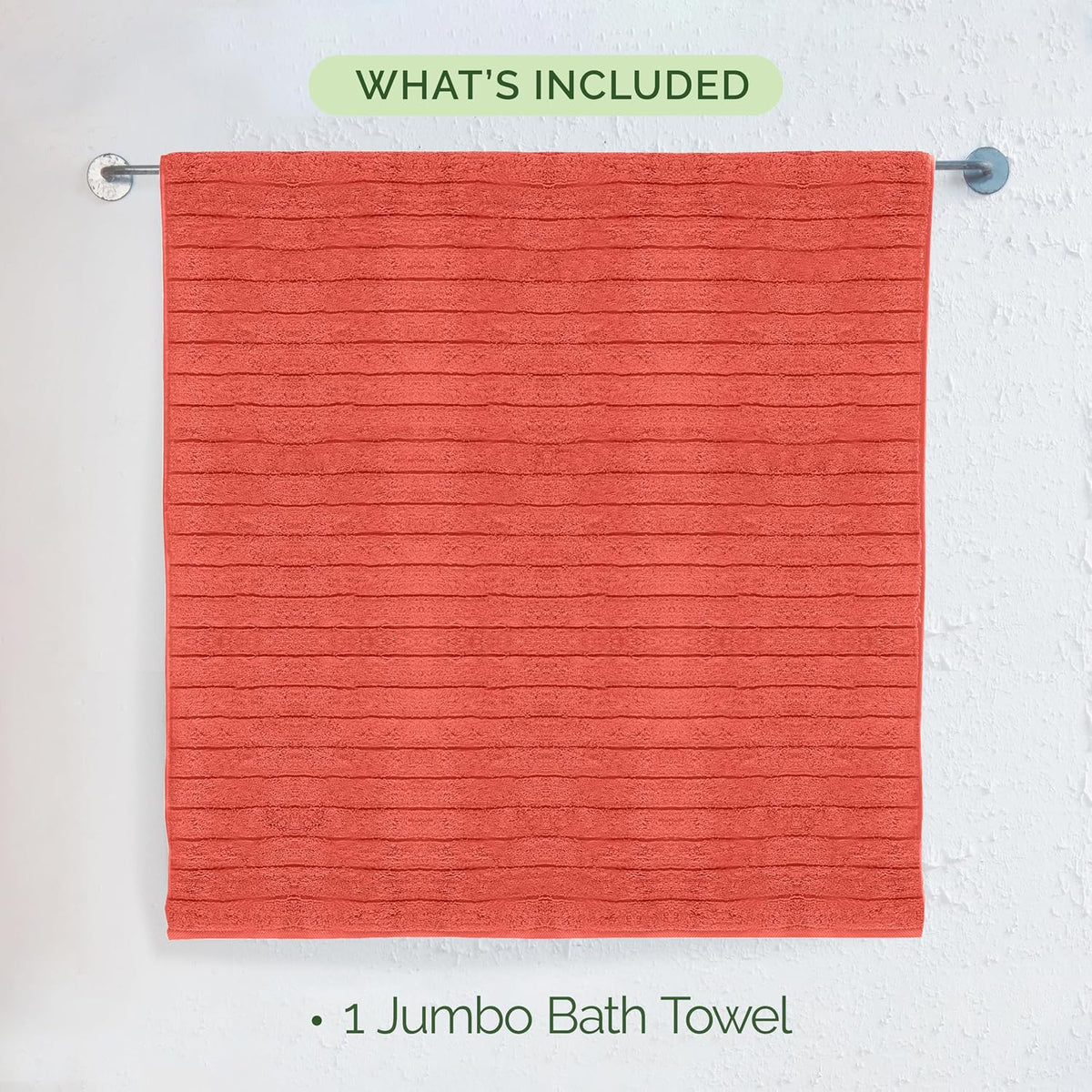 100% Turkish Cotton Corduroy Ribbed Luxury Bath Towels 6-Piece Set, Premium Feel - Quick Dry, Highly Absorbent, Contains 2 Bath Towels, 2 Hand Towels, and 2 Washcloths, Dusty Rose