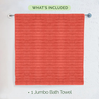 100% Turkish Cotton Corduroy Ribbed Luxury Bath Towels 6-Piece Set, Premium Feel - Quick Dry, Highly Absorbent, Contains 2 Bath Towels, 2 Hand Towels, and 2 Washcloths, Dusty Rose