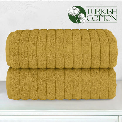 100% Turkish Cotton Corduroy Ribbed Luxury Bath Towels 6-Piece Set, Premium Feel - Quick Dry, Highly Absorbent, Contains 2 Bath Towels, 2 Hand Towels, and 2 Washcloths, Dusty Rose