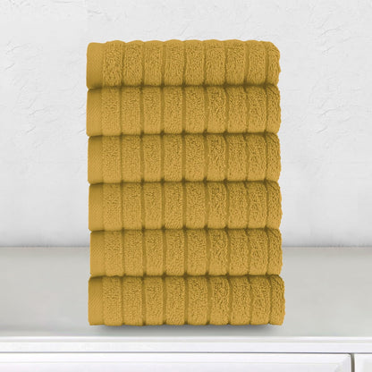 100% Turkish Cotton Corduroy Ribbed Luxury Bath Towels 6-Piece Set, Premium Feel - Quick Dry, Highly Absorbent, Contains 2 Bath Towels, 2 Hand Towels, and 2 Washcloths, Dusty Rose