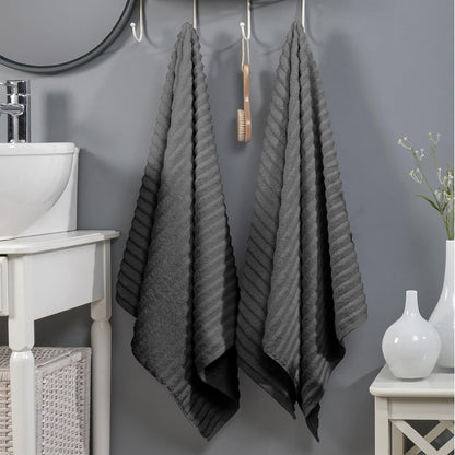 100% Turkish Cotton Corduroy Ribbed Luxury Bath Towels 6-Piece Set, Premium Feel - Quick Dry, Highly Absorbent, Contains 2 Bath Towels, 2 Hand Towels, and 2 Washcloths, Dusty Rose