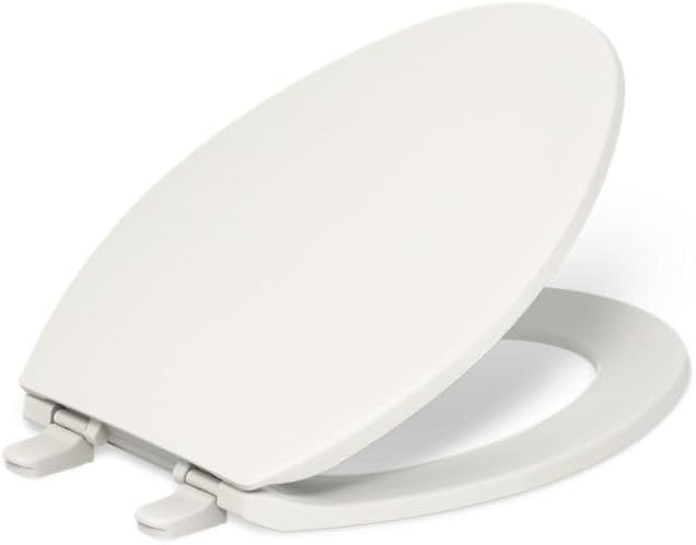 Brevia Slow Close Elongated Toilet Seat, White | 20110-0, Grip-Tight Bumpers, Quiet Close, Quick-Attach Hardware