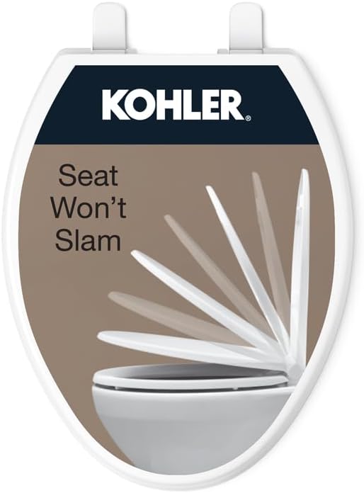 Brevia Slow Close Elongated Toilet Seat, White | 20110-0, Grip-Tight Bumpers, Quiet Close, Quick-Attach Hardware