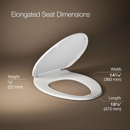 Brevia Slow Close Elongated Toilet Seat, White | 20110-0, Grip-Tight Bumpers, Quiet Close, Quick-Attach Hardware