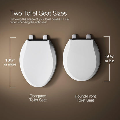 Brevia Slow Close Elongated Toilet Seat, White | 20110-0, Grip-Tight Bumpers, Quiet Close, Quick-Attach Hardware