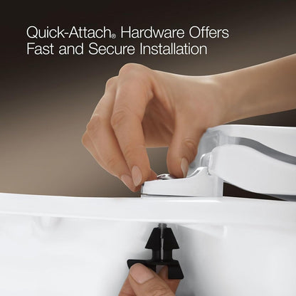 Brevia Slow Close Elongated Toilet Seat, White | 20110-0, Grip-Tight Bumpers, Quiet Close, Quick-Attach Hardware