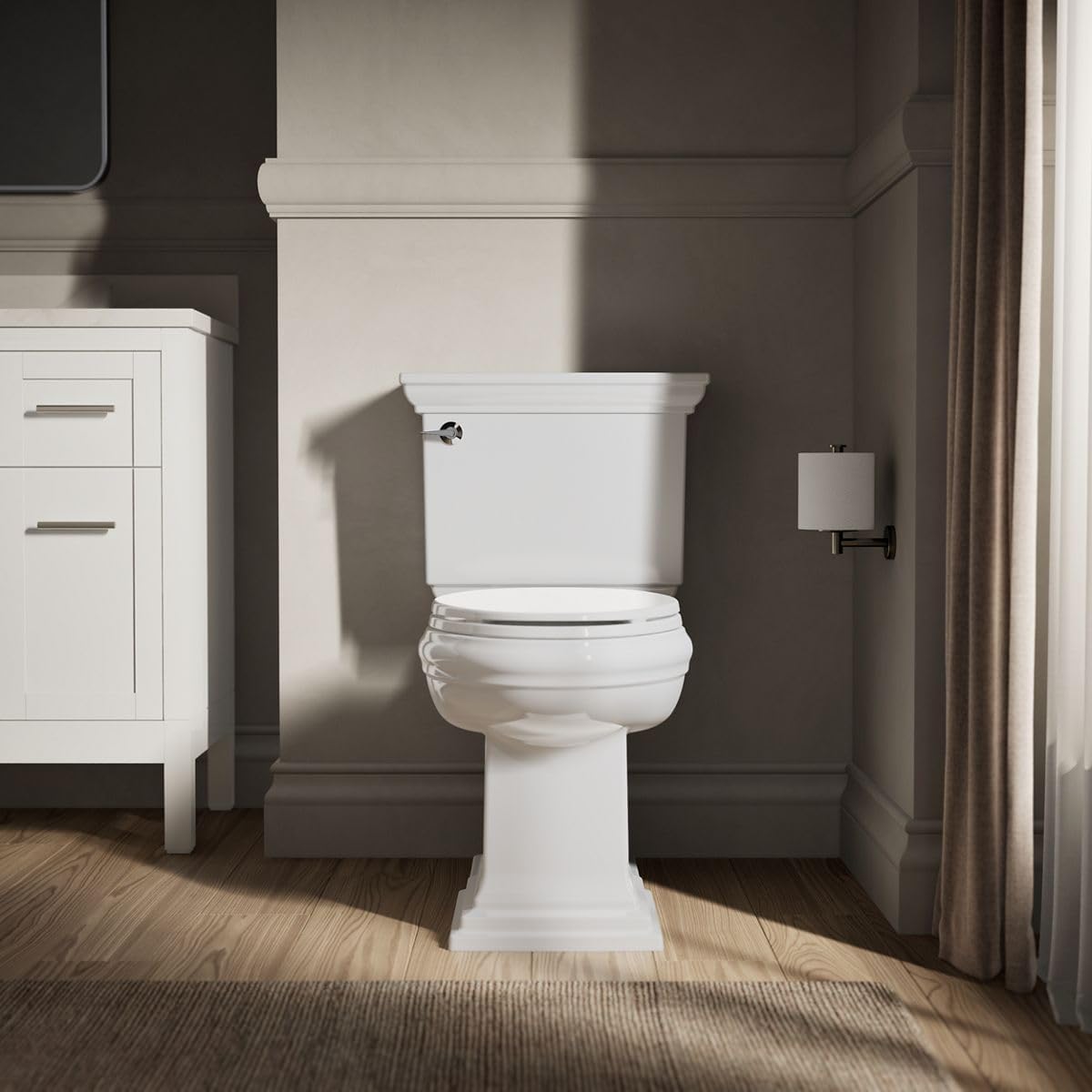 Brevia Slow Close Elongated Toilet Seat, White | 20110-0, Grip-Tight Bumpers, Quiet Close, Quick-Attach Hardware
