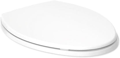 Brevia Slow Close Elongated Toilet Seat, White | 20110-0, Grip-Tight Bumpers, Quiet Close, Quick-Attach Hardware