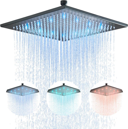 LED 16 Inch Square Shower Head Replacement with Rotatable Ball，Oil Rubbed Bronze
