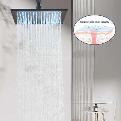 LED 16 Inch Square Shower Head Replacement with Rotatable Ball，Oil Rubbed Bronze