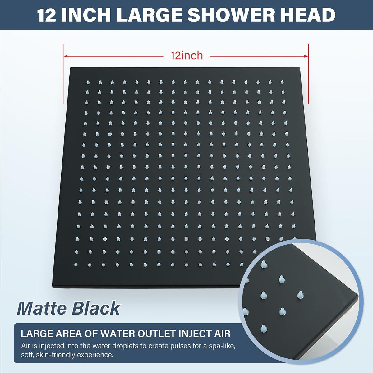 LED 16 Inch Square Shower Head Replacement with Rotatable Ball，Oil Rubbed Bronze