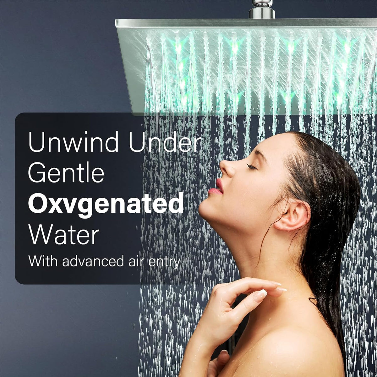 LED 16 Inch Square Shower Head Replacement with Rotatable Ball，Oil Rubbed Bronze