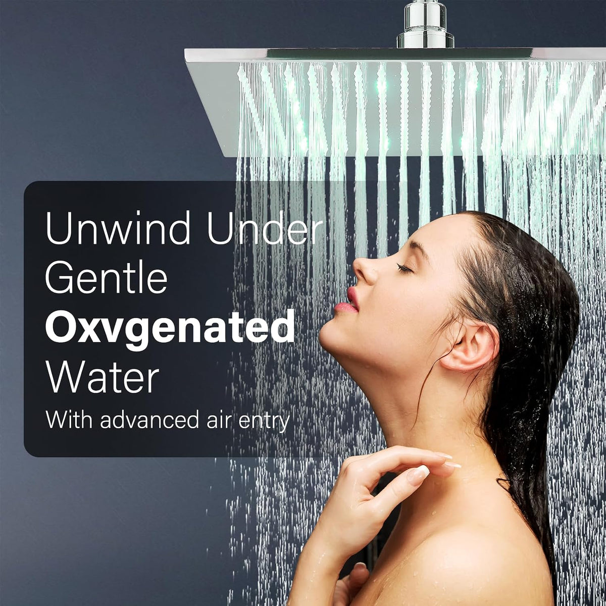 LED 16 Inch Square Shower Head Replacement with Rotatable Ball，Oil Rubbed Bronze