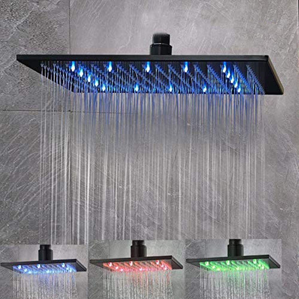 LED 16 Inch Square Shower Head Replacement with Rotatable Ball，Oil Rubbed Bronze
