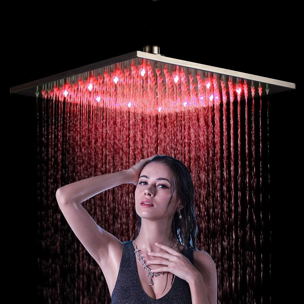 LED 16 Inch Square Shower Head Replacement with Rotatable Ball，Oil Rubbed Bronze