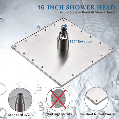 LED 16 Inch Square Shower Head Replacement with Rotatable Ball，Oil Rubbed Bronze