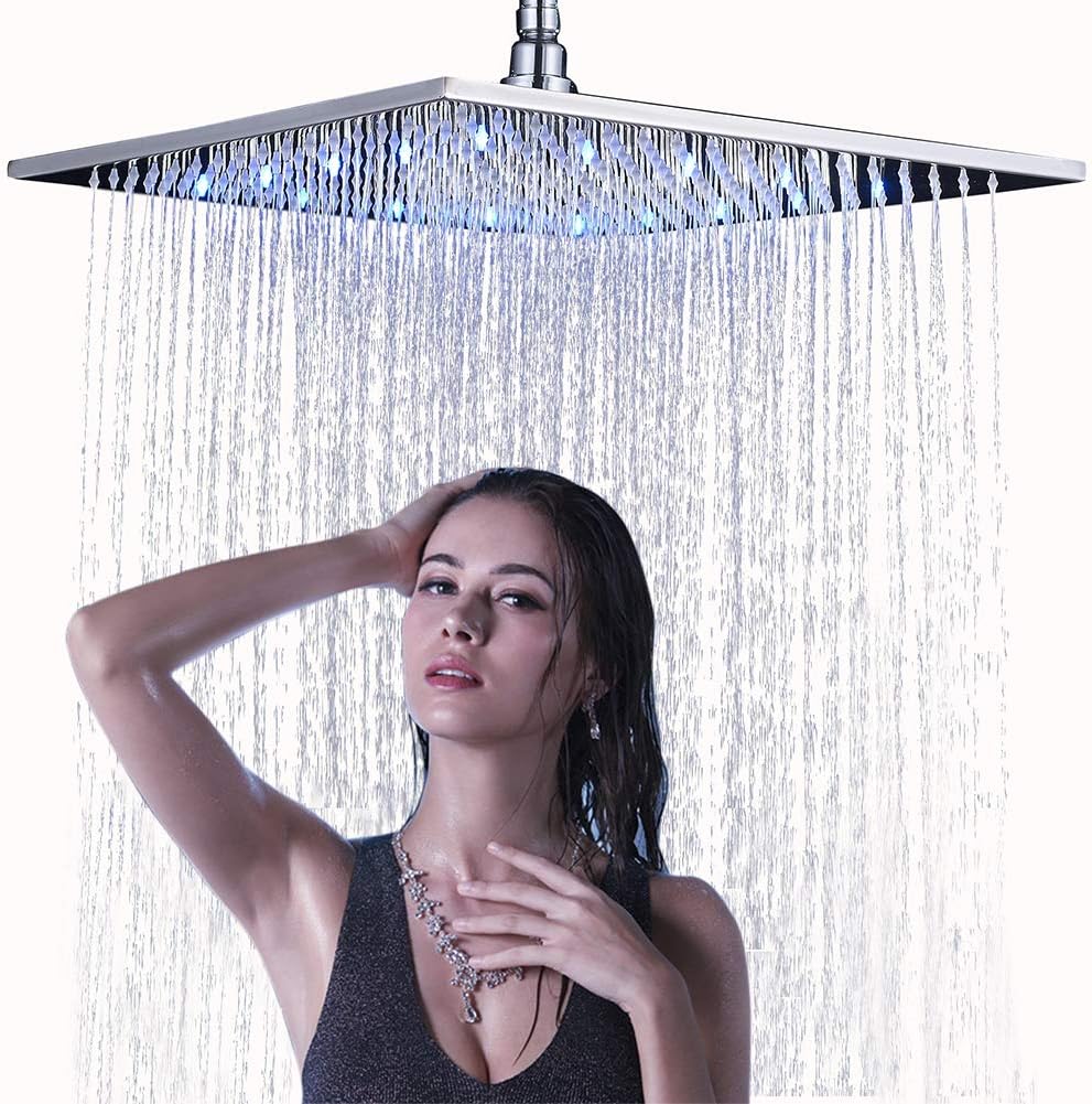 LED 16 Inch Square Shower Head Replacement with Rotatable Ball，Oil Rubbed Bronze