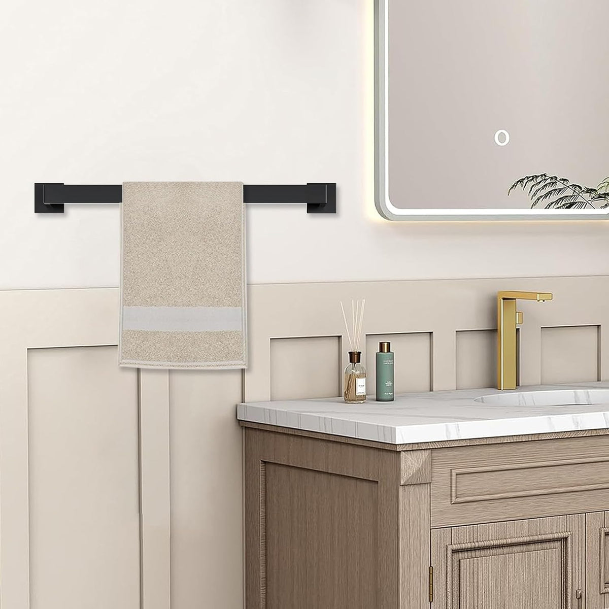 Towel Bar - 23.6 Inch Bathroom Towel Holder - Matte Black