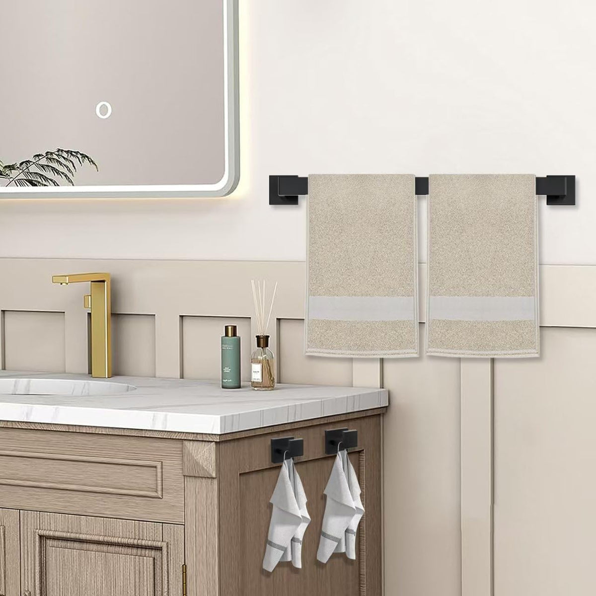 Towel Bar - 23.6 Inch Bathroom Towel Holder - Matte Black