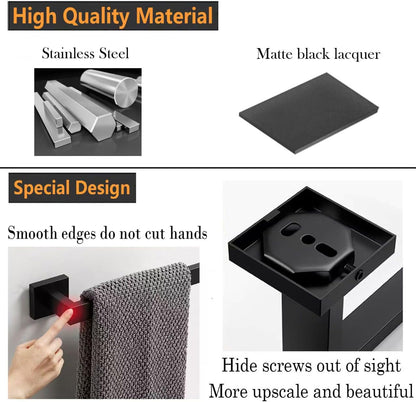 Towel Bar - 23.6 Inch Bathroom Towel Holder - Matte Black