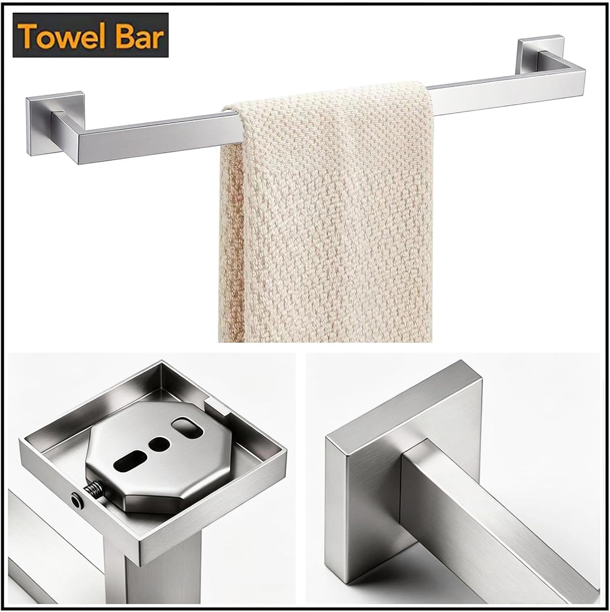 Towel Bar - 23.6 Inch Bathroom Towel Holder - Matte Black