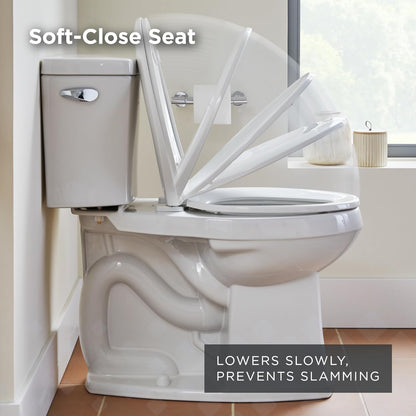 Elongated Toilet Seat with Cover, Soft Close, No Slam, Quick & Easy Install, Heavy-Duty Plastic, Adjustable Fit for Standard Elongated Toilets, Durable & Fade-Resistant, White G0099213