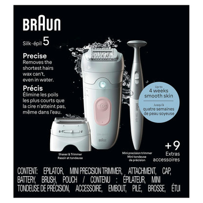 Silk-épil 5 Epilator, Wet & Dry, Lasting Smooth Skin, SE5-230
