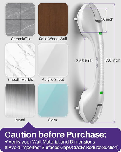 Shower Grab Bars, 17.5in Safety Indicators, Stronger Suction