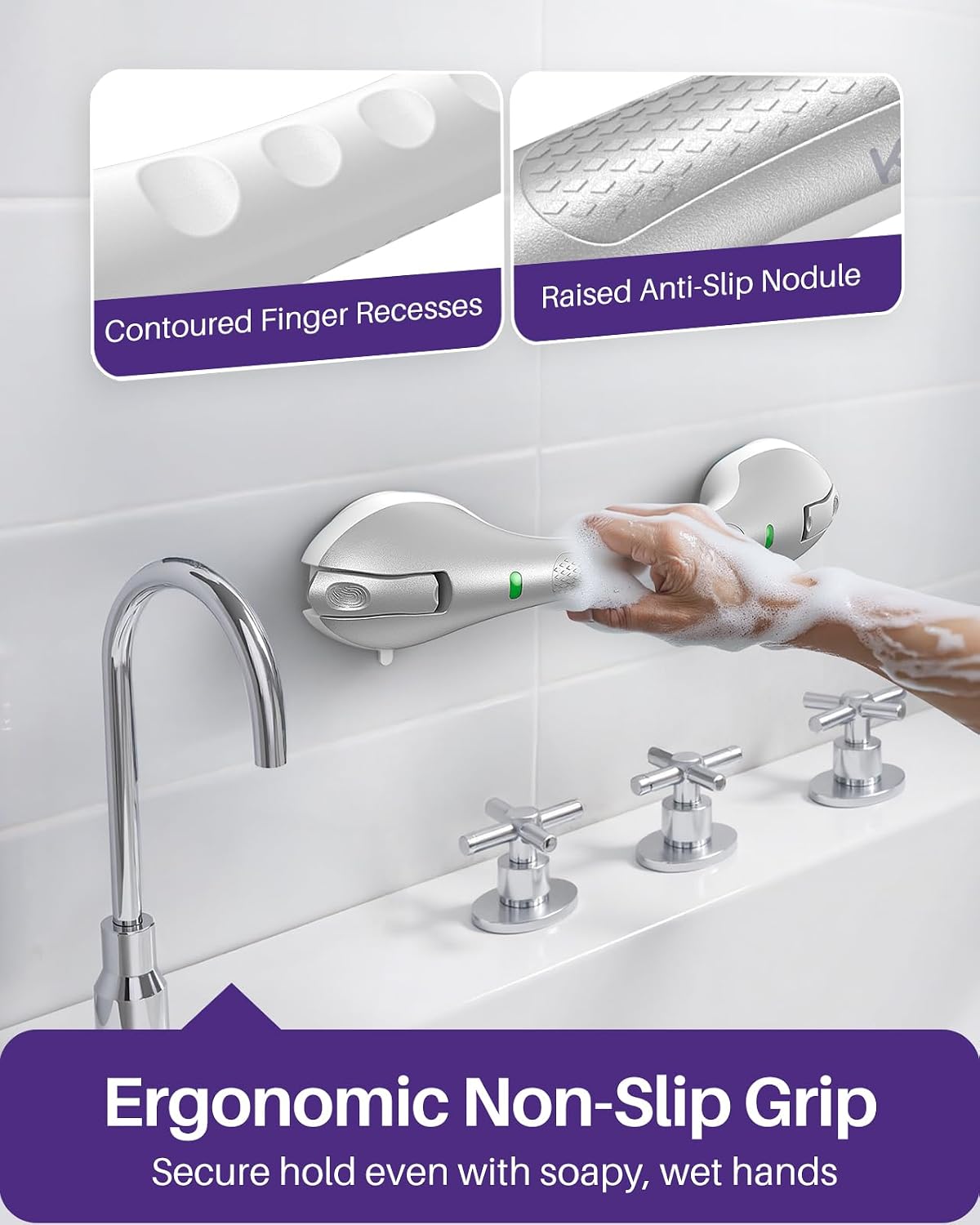 Shower Grab Bars, 17.5in Safety Indicators, Stronger Suction