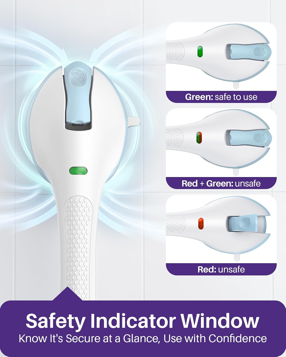 Shower Grab Bars, 17.5in Safety Indicators, Stronger Suction