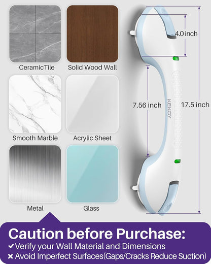 Shower Grab Bars, 17.5in Safety Indicators, Stronger Suction